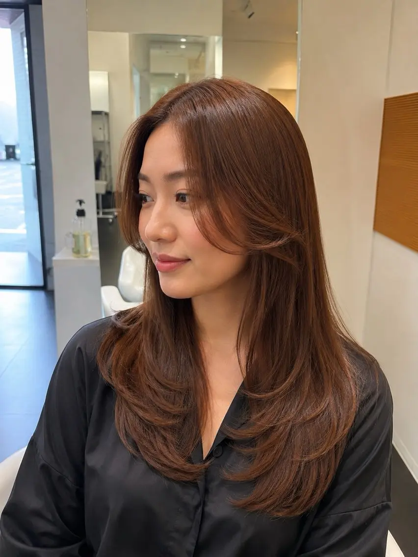 ロング ロングレイヤー 顔まわりレイヤー レイヤーカット ロング 小顔カット カット ヘアカラー 縮毛矯正 トリートメント 松本 将太のヘアスタイル