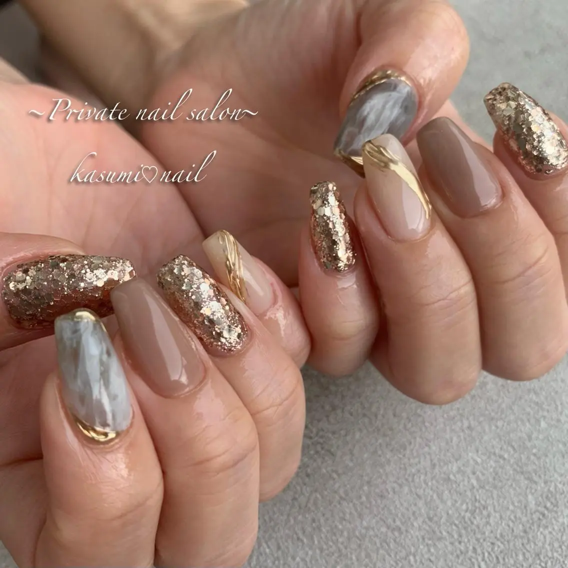 ネイル アートネイル ラメ(グリッター) マグネットネイル ミラーネイル ニュアンスネイル KASUMI♡ Nailのネイルデザイン