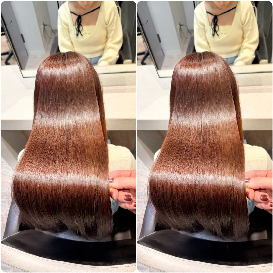 🍎髪が硬く艶がない🌸人気No.3🌸【りんご】カット+カラー+ウルトワor 13step aujua+りんご幹細胞の写真