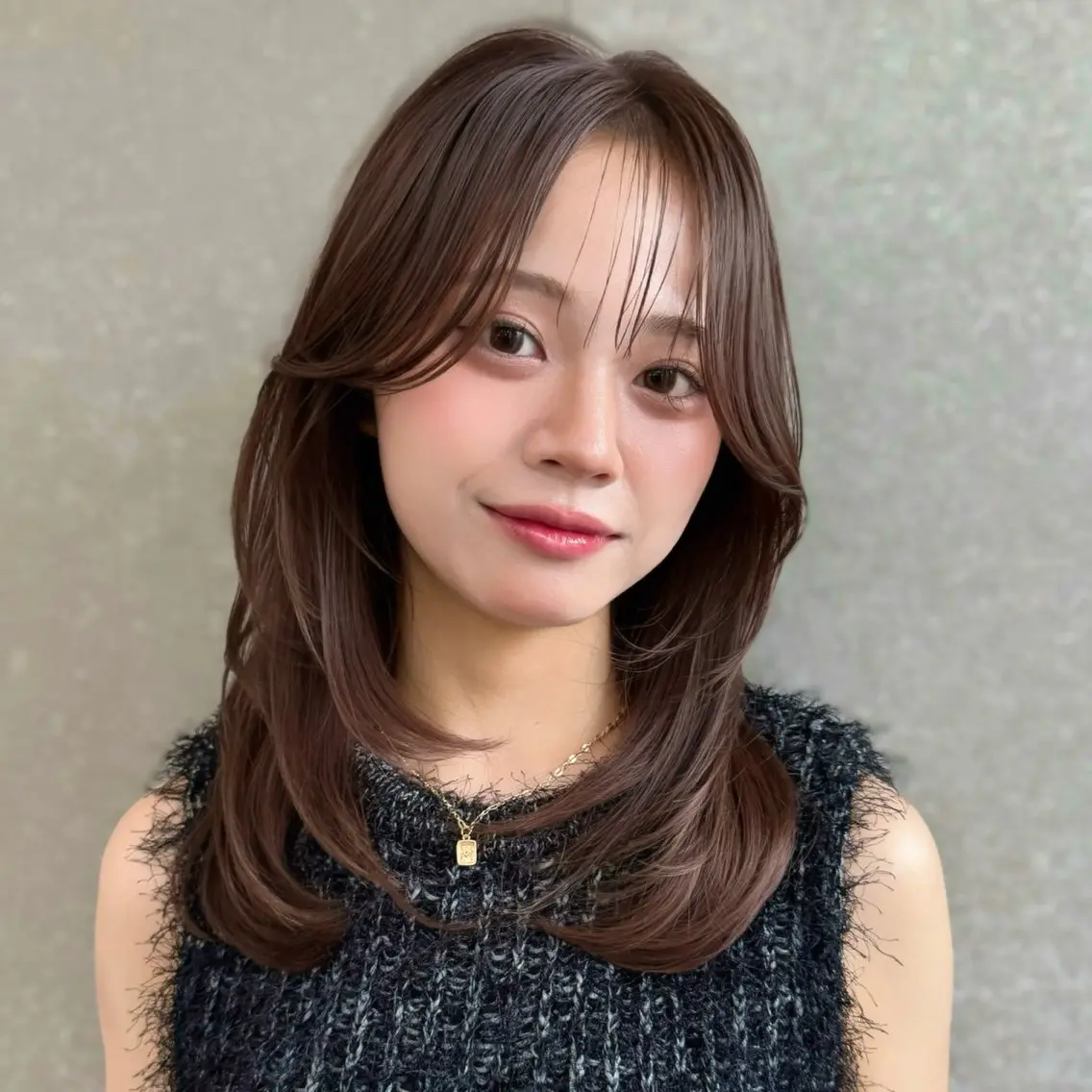 セミロング カラー ブラウンカラー レイヤーカット 似合わせカット カット トリートメント 韓国レイヤー🇰🇷 /縮毛矯正💎/月音のヘアスタイル