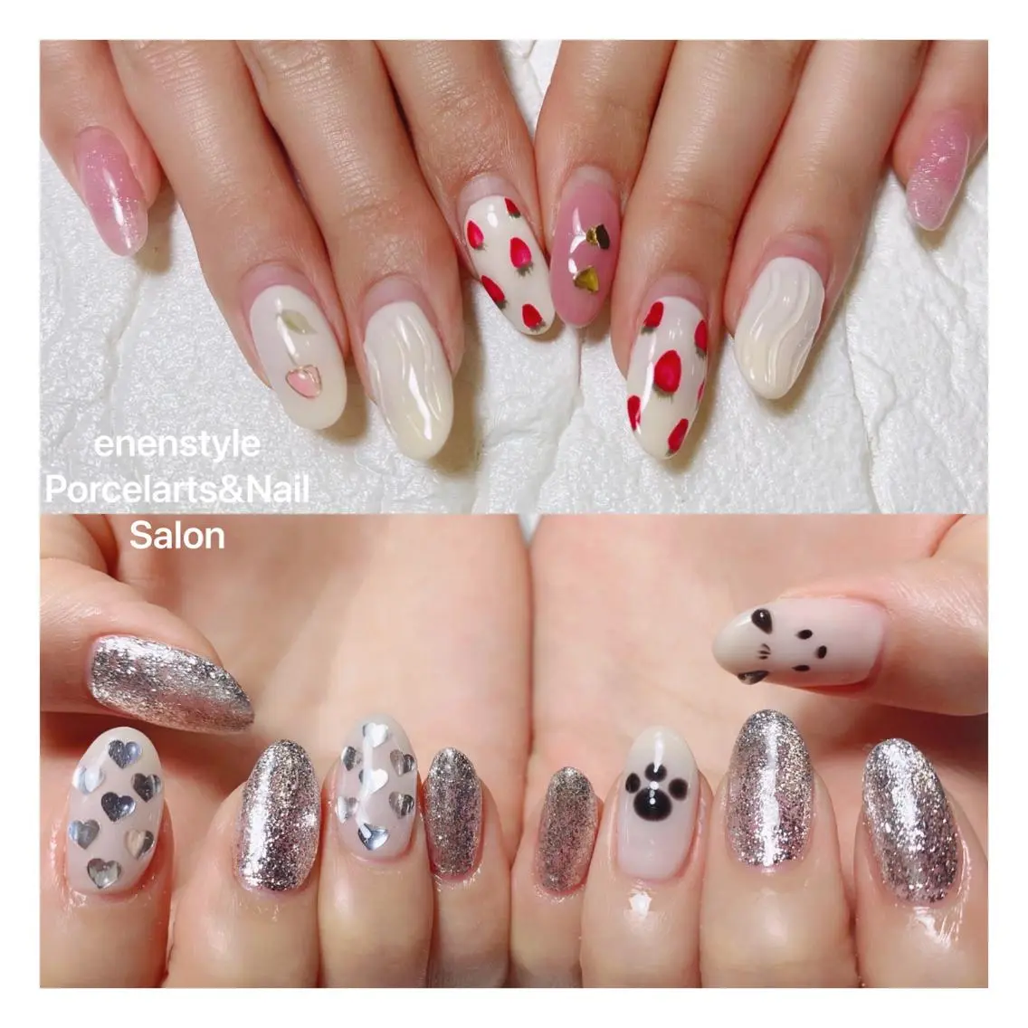 ミディアム ネイル ハンドネイル 🐾enen style 🐾のネイルデザイン