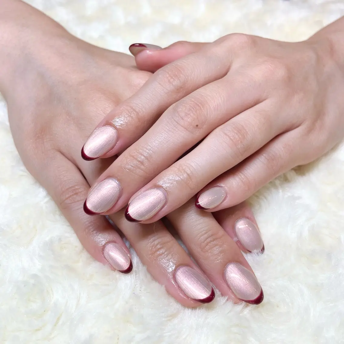 ネイル フレンチネイル 赤色 aime Sakiのネイルデザイン