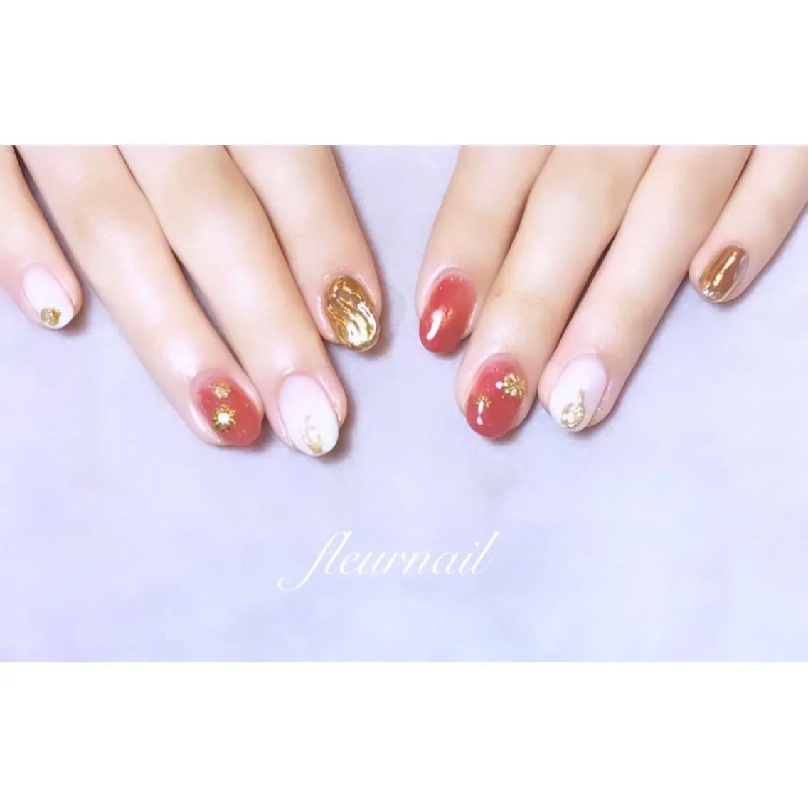 ネイル 成人式 ジェルネイル パラジェル ハンドネイル fleurnail miuraのネイルデザイン