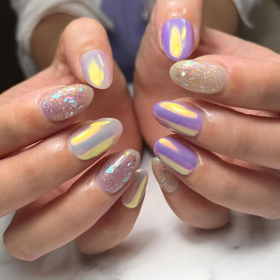 ネイル アートネイル オーロラネイル クリアネイル フラッシュネイル ジェルネイル ハンドネイル NAIL NOWのネイルデザイン