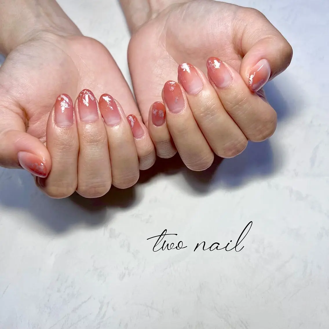 ネイル アートネイル フットネイル ハート ニュアンスネイル ホワイト two nailのネイルデザイン