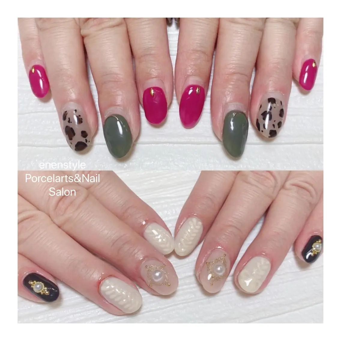 ミディアム ネイル ハンドネイル 🐾enen style 🐾のネイルデザイン