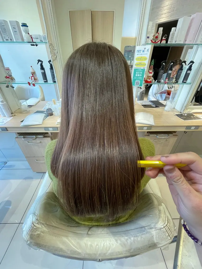 ロング カラー 髪質改善 トリートメント カット ヘアカラー トリートメント 加藤 未歩のヘアスタイル