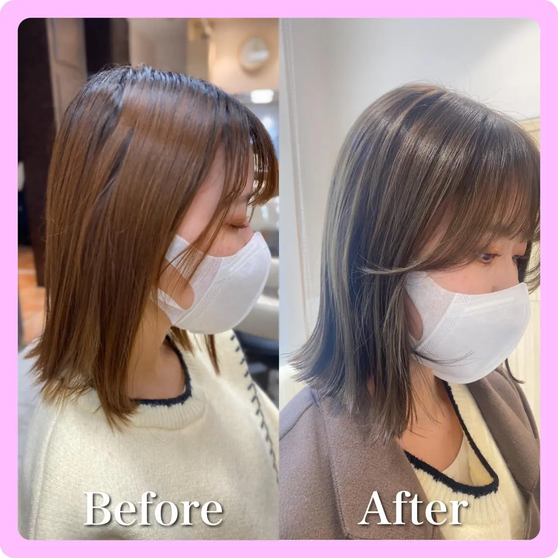 ミディアム カラー ブリーチ ブラウンカラー ブリーチなしカラー オリーブブラウン 推しヘア🎀 NATSUNEのヘアスタイル