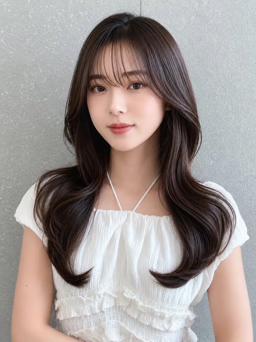 ロング カット 縮毛矯正 トリートメント 🦋韓国風レイヤー/ 艶髪矯正🦋凛太郎のヘアスタイル