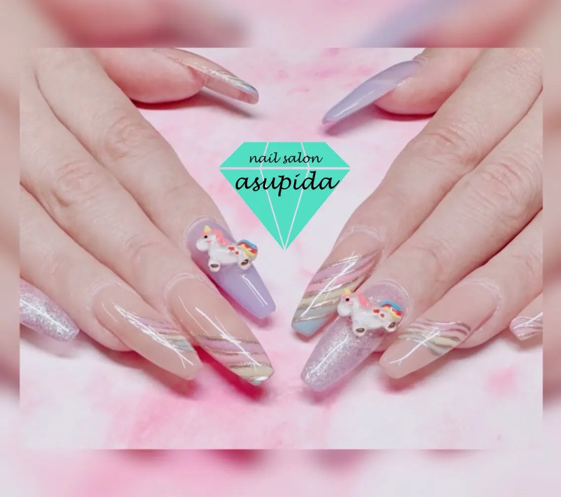 ネイル 長さ出し ハンドネイル nail salon asupidaのネイルデザイン