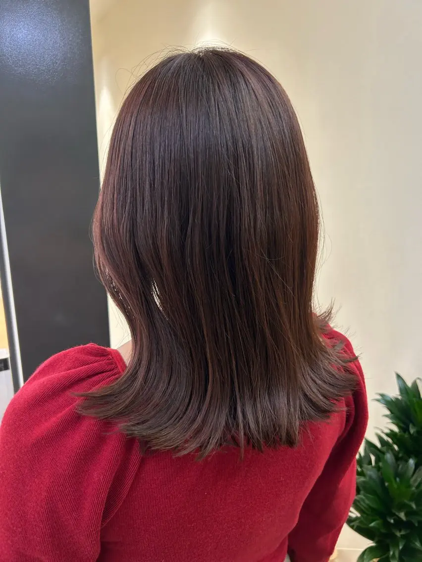 セミロング カラー ブリーチ ラベンダーカラー ブリーチなしカラー ピンクカラー ピンクラベンダー hubhair レイヤー/透明感のヘアスタイル