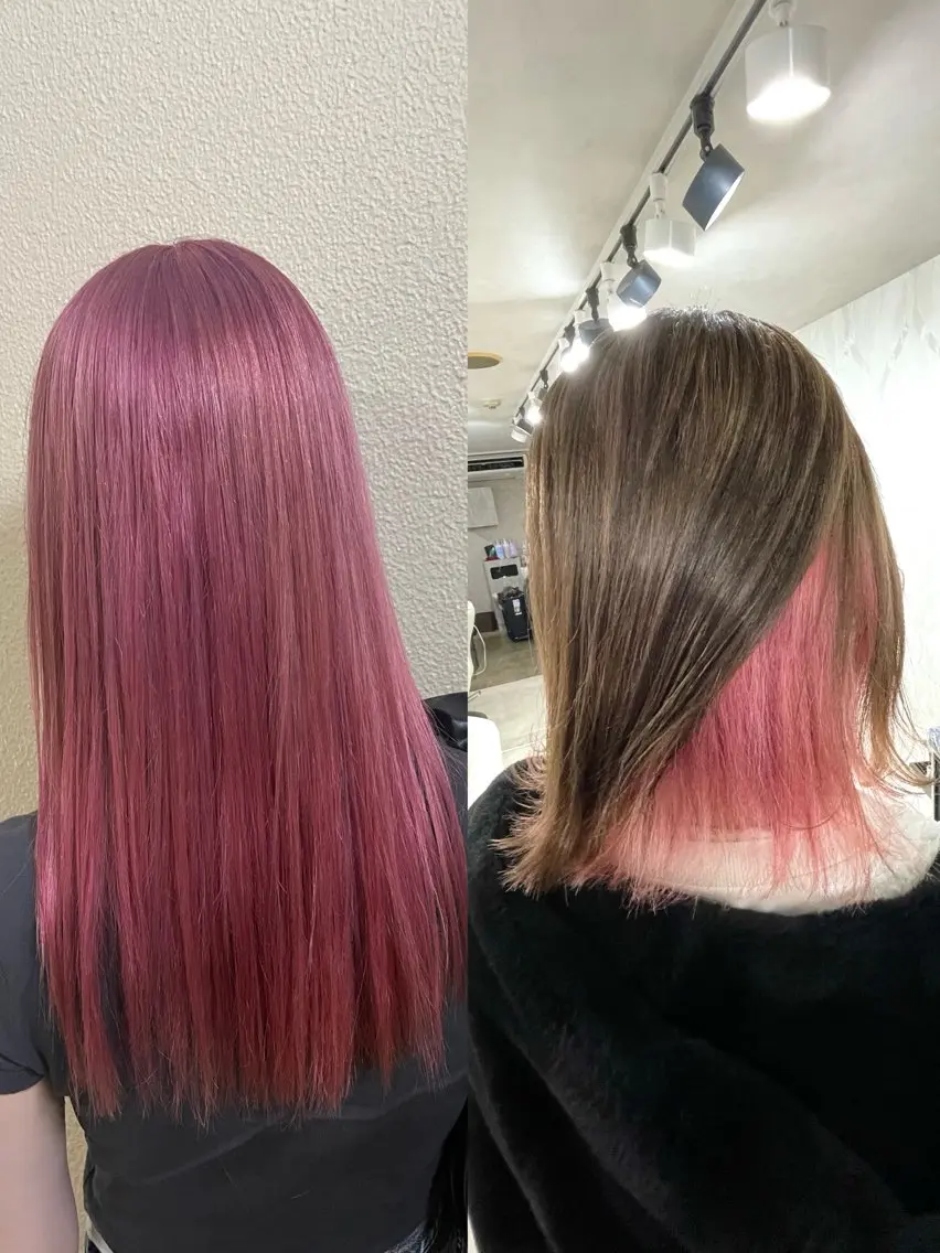 ロング カラー ピンクカラー ヘアカラー トリートメント 🩵ハイトーン/ レイヤーYUZU🩵のヘアスタイル