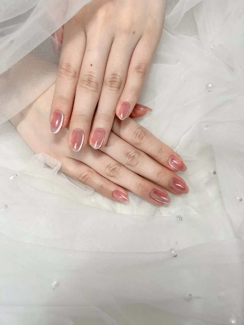 ネイル アートネイル 桜ネイル フレンチネイル ガラスフレンチ グラデーション 🌈 Laule'aのネイルデザイン