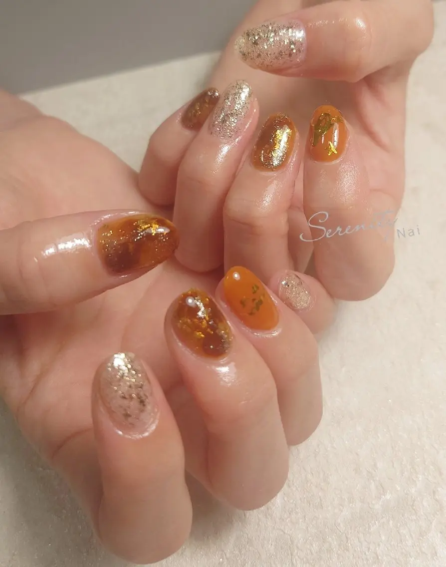 ネイル べっ甲ネイル ハロウィン ハンドネイル nail  serenityのネイルデザイン