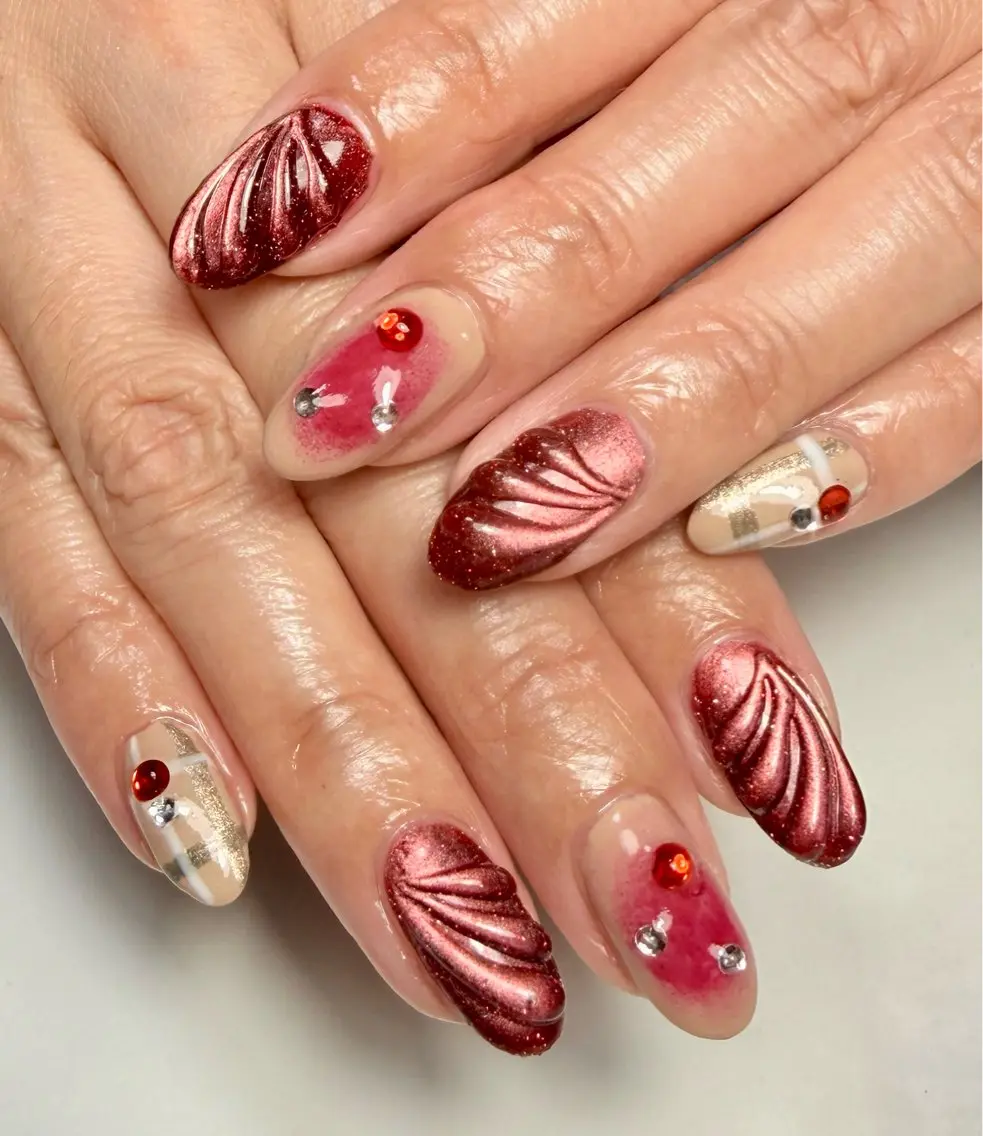 ネイル アートネイル チークネイル フラッシュネイル フラッシュマグ フレンチネイル Mai’s nailのネイルデザイン