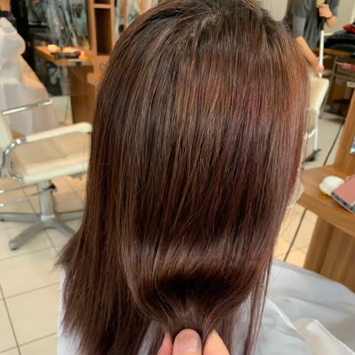 セミロング 縮毛矯正/ワンカラー モデル募集🫧羽夏のヘアスタイル