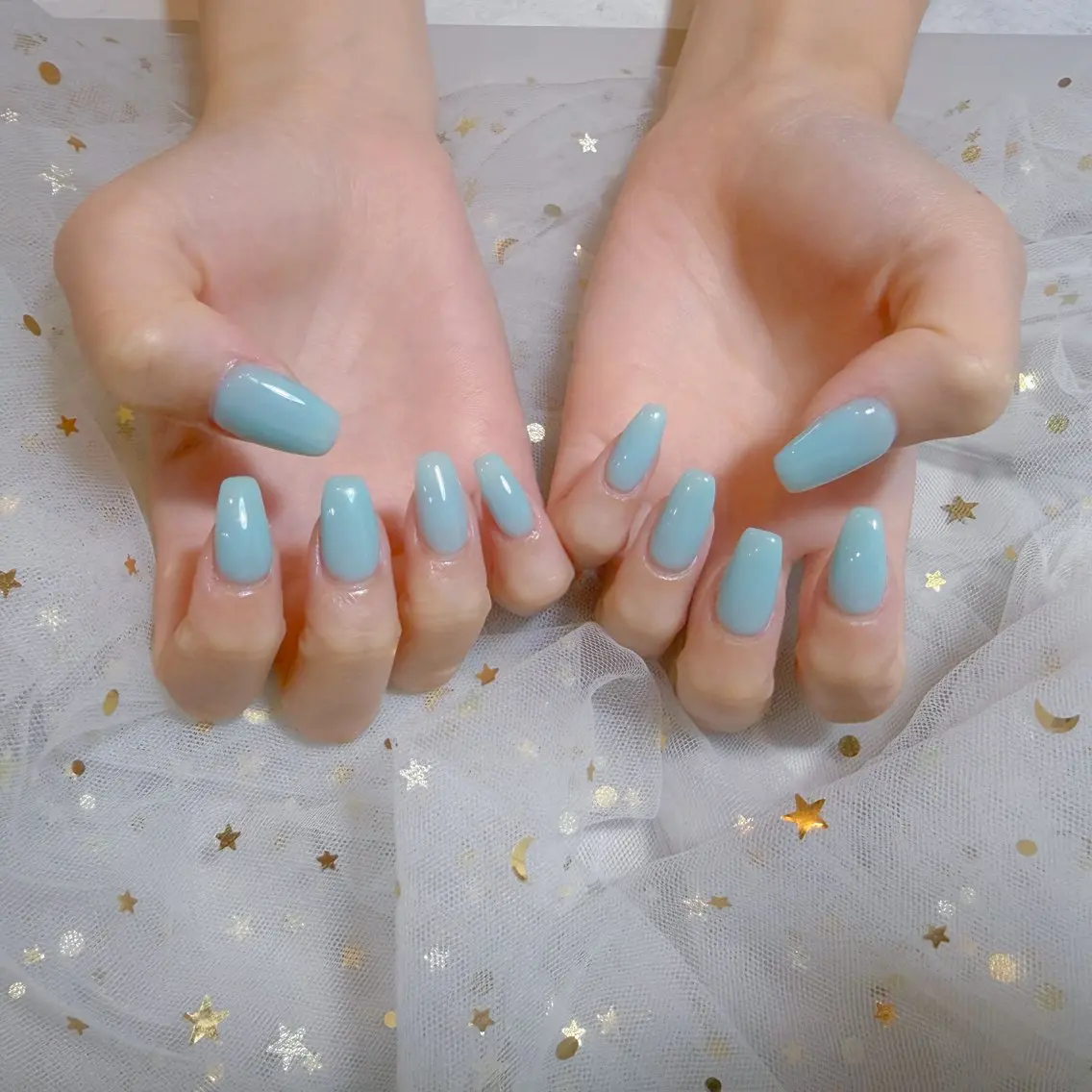 ネイル 水色 ワンカラーネイル U.MI Nail Salonのネイルデザイン