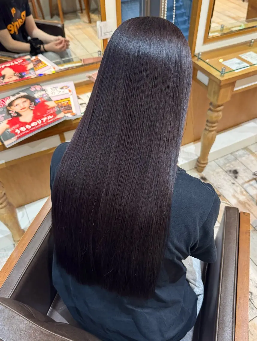 ロング カラー バイオレットカラー カット ヘアカラー トリートメント HIDERO/渋谷/ 韓国/顔周りカットのヘアスタイル