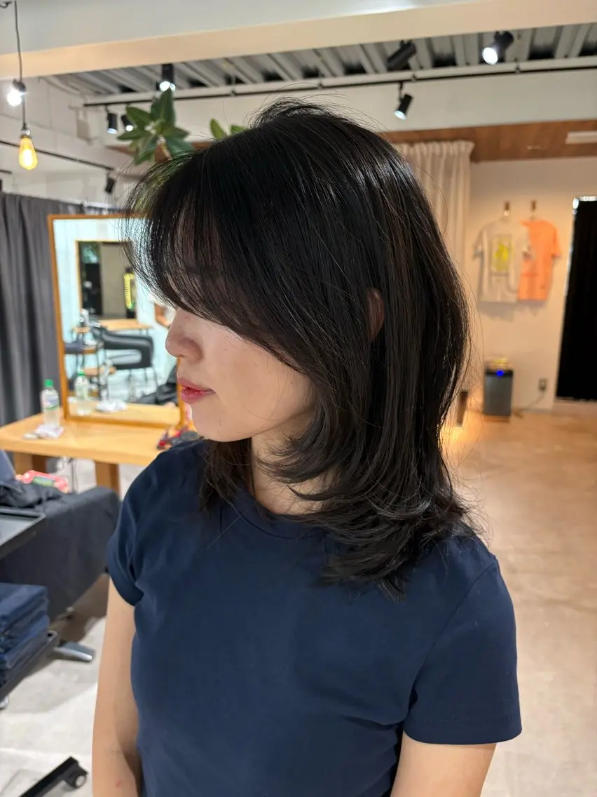 ミディアム 韓国風ヘア レイヤーカット カット ヘアカラー iroha/ n.w.h🎀のヘアスタイル
