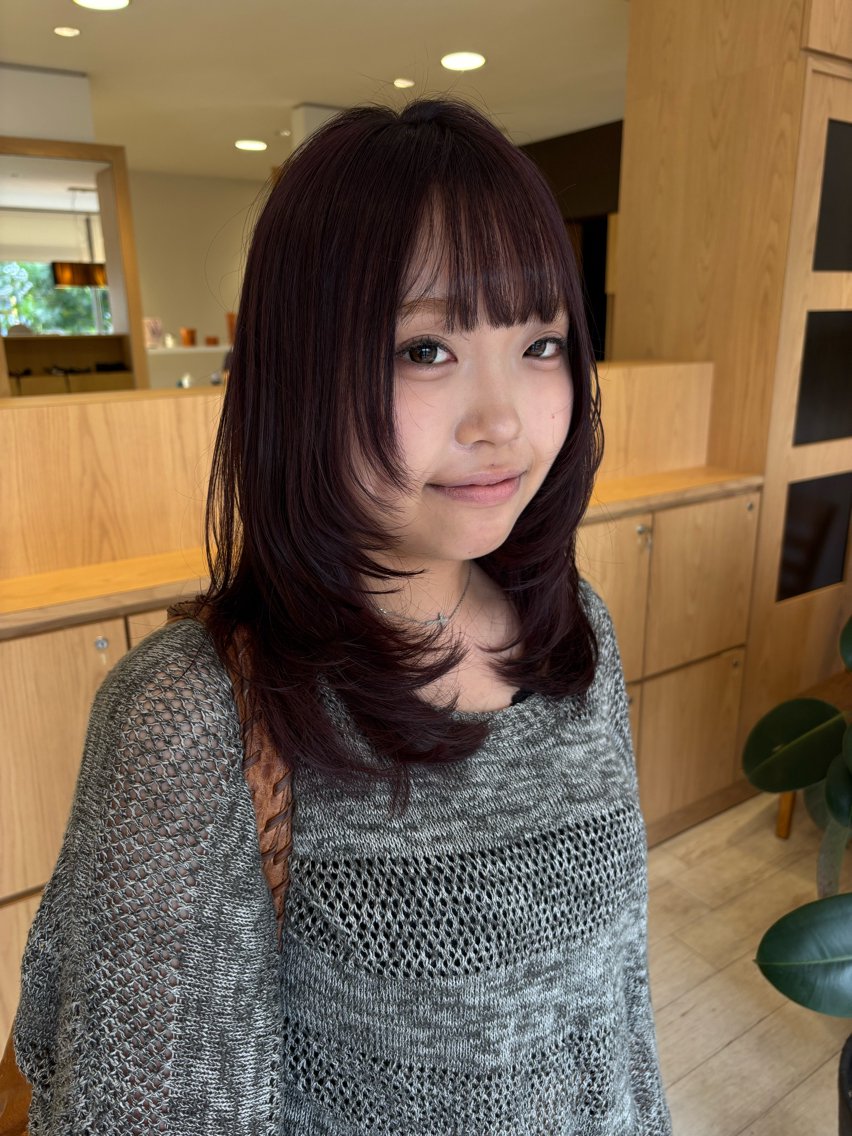 セミロング レイヤーカット カット ヘアカラー 安藤 ひなたのヘアスタイル
