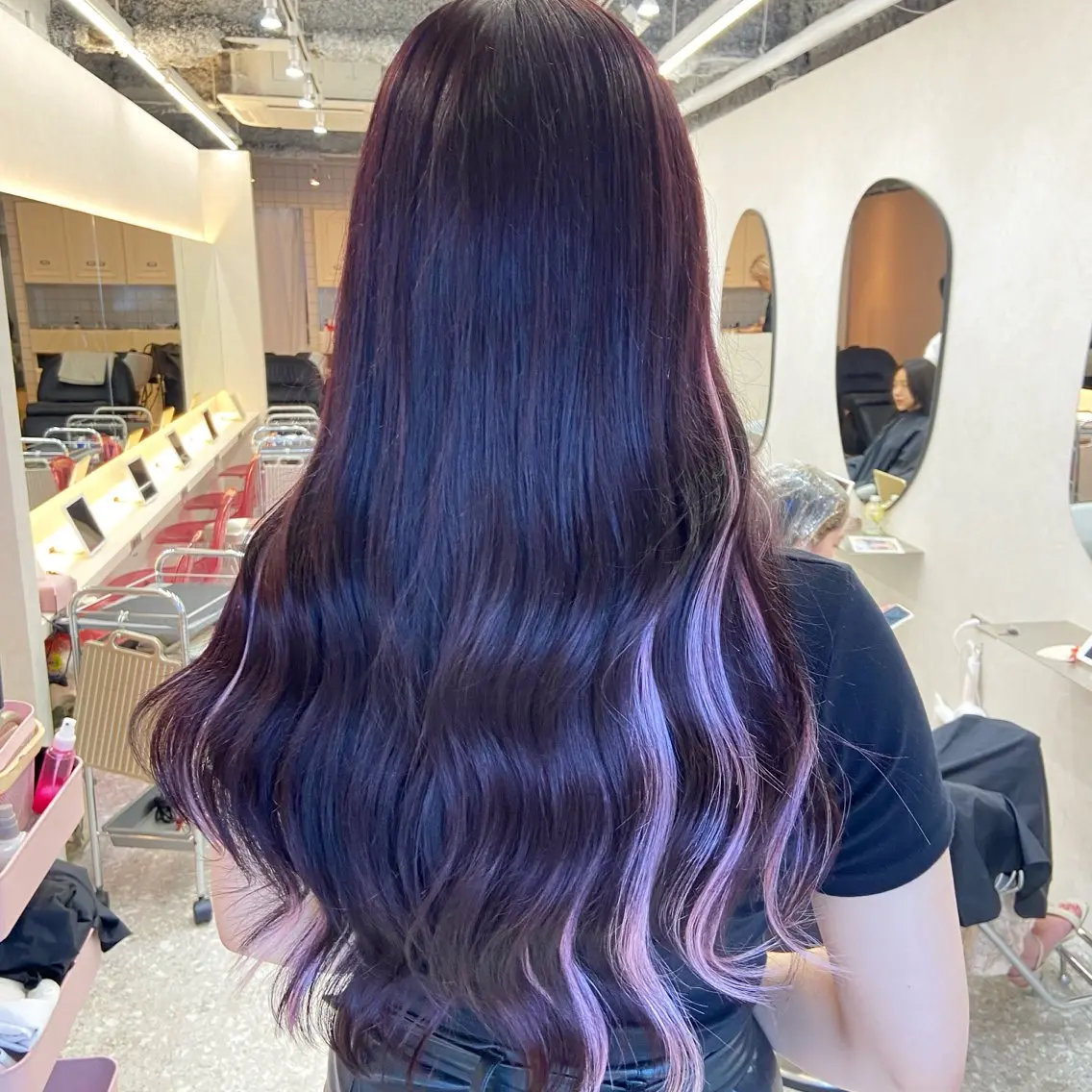 ロング カラー シールエクステ ラベンダーカラー エクステ ヘアカラー トリートメント エクステ 新宿/韓国ヘア 中明度カラー/かやのヘアスタイル