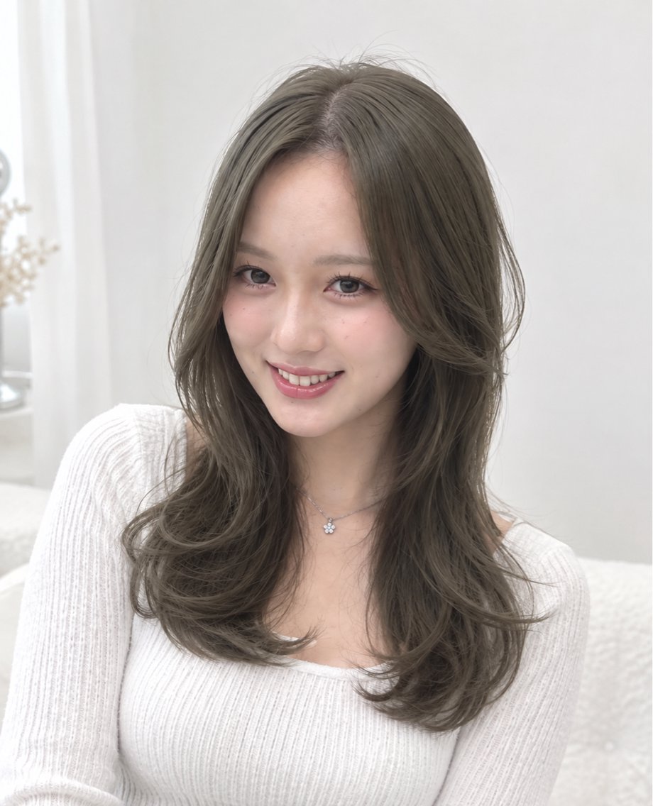 セミロング カラー ヘアカラー 湯浅 風希のヘアスタイル