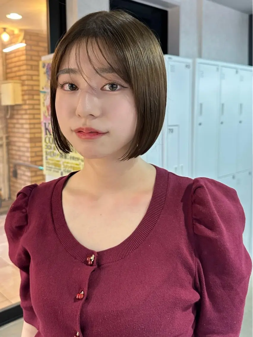 ショート カラー ボブ 髪質改善 縮毛矯正 カット ヘアカラー トリートメント 縮毛矯正×ボブ職人 【圧倒的朝楽ボブ】のヘアスタイル