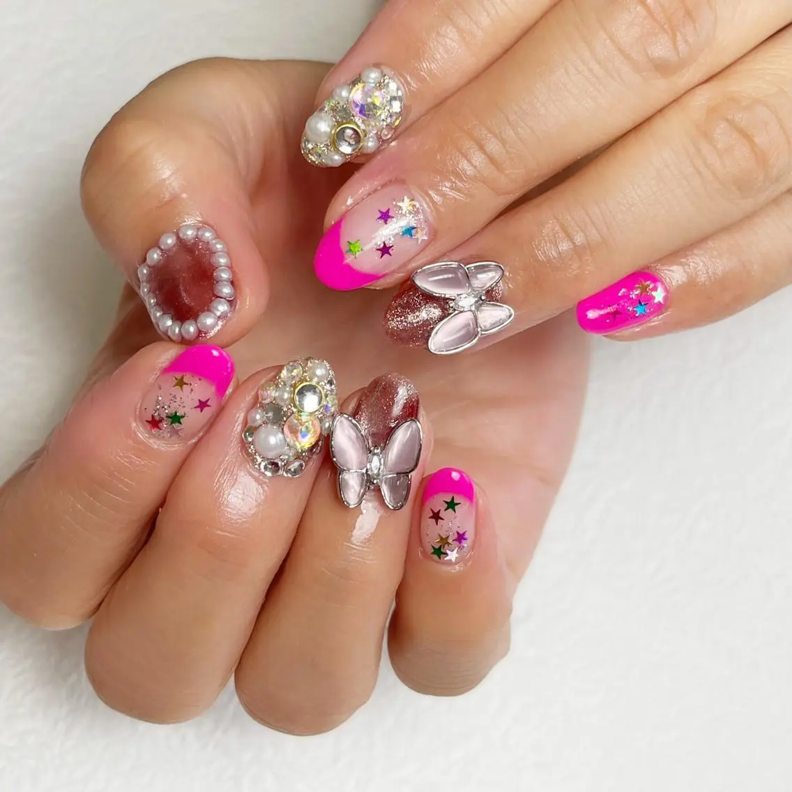 ネイル アートネイル ジェルネイル キラキラネイル ミラーネイル ニュアンスネイル Y nail なんば堀江店のネイルデザイン
