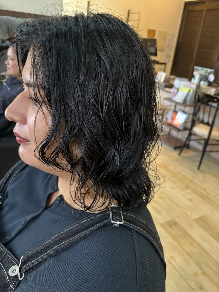 ミディアム パーマ カット パーマ ルプラボウ 石黒よう子のヘアスタイル