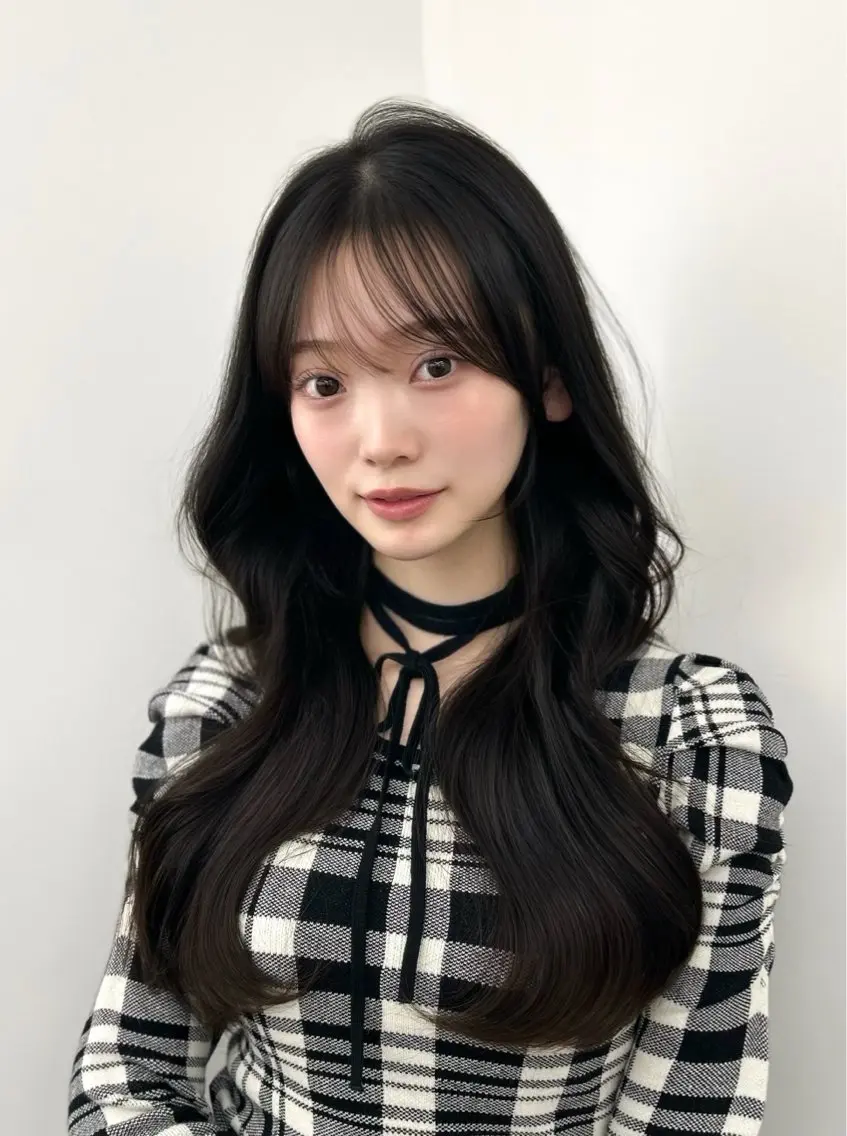 ロング カラー くびれヘア 顔周りカット 韓国風ヘア レイヤーカット 小顔カット カット ヘアカラー トリートメント 韓国ヘア/顔周り ヘアセット/加藤優里のヘアスタイル