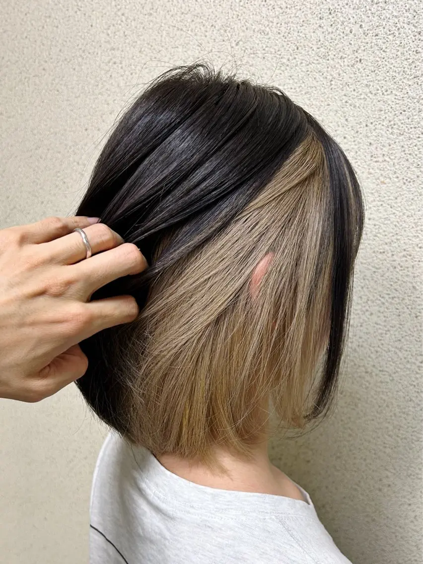 ミディアム ボブ カット ヘアカラー 高橋 佑のヘアスタイル