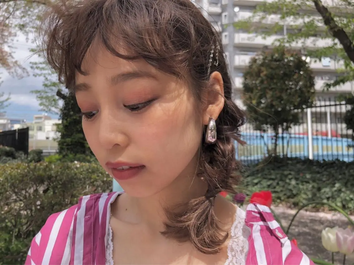 ヘアアレンジ ミディアム カラー パーマ ミディアムパーマ ダブルカラー グラデーションカラー ハイライトカラー イルミナカラー akari ♡のヘアスタイル