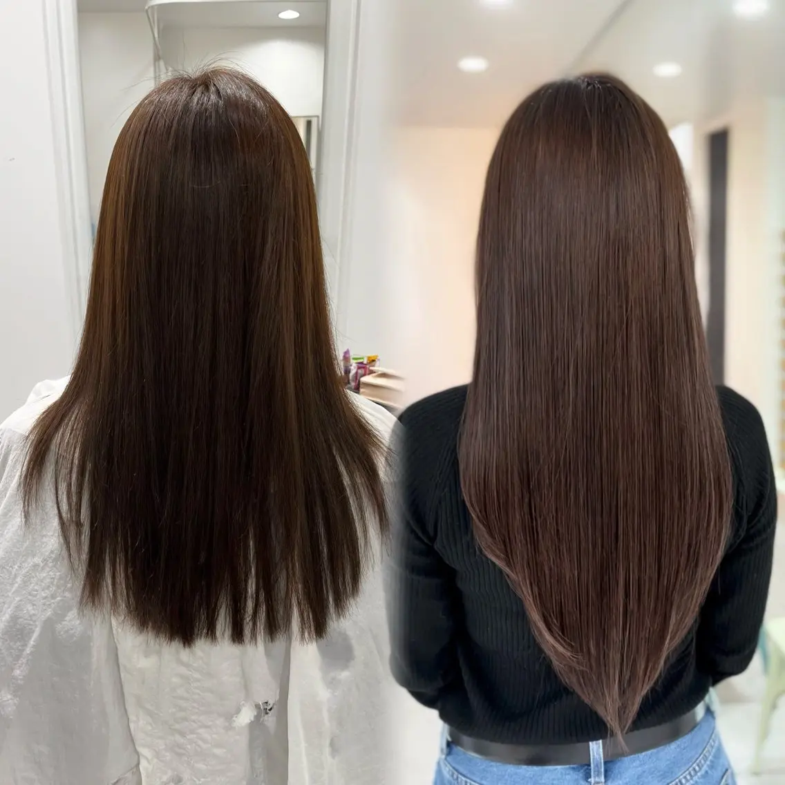 ロング シールエクステ エクステ ロング カット ヘアカラー エクステ 赤み消し透明感カラー オオヤマのヘアスタイル