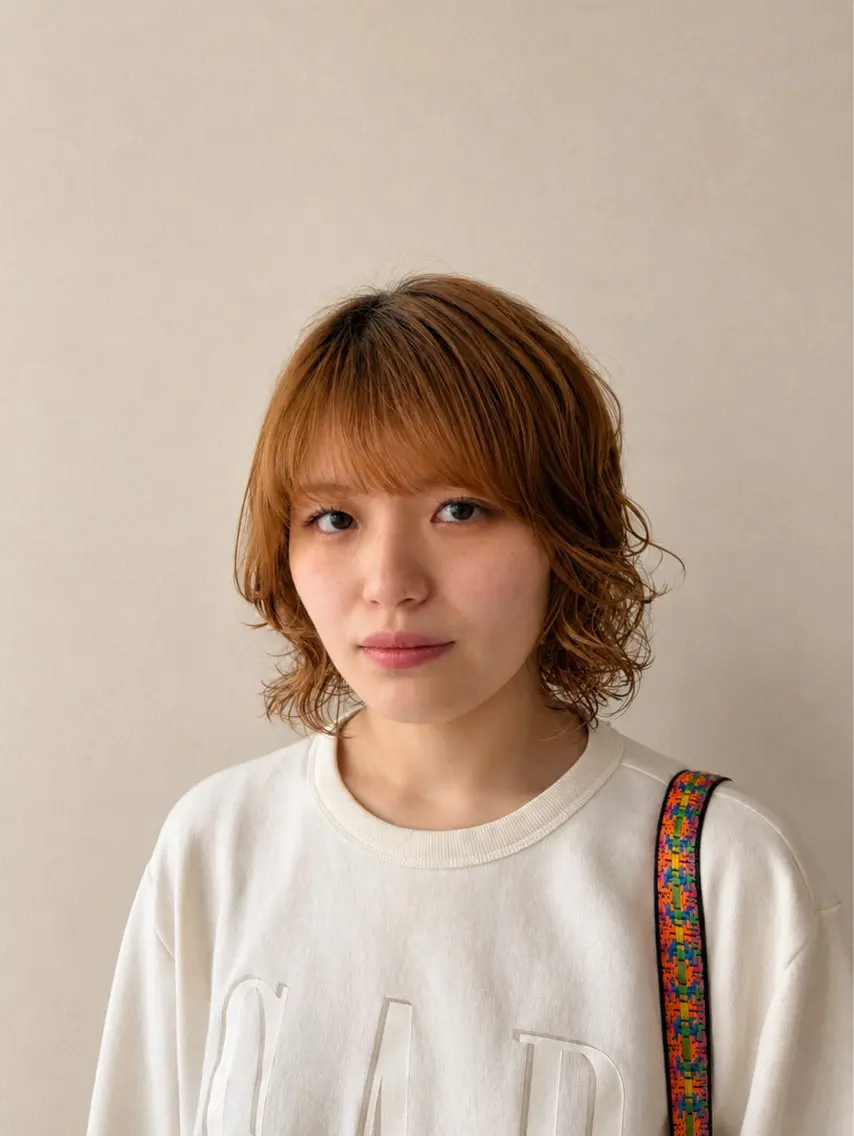 ミディアム カラー パーマ カット パーマ トリートメント 久野紗愛 【髪質改善　艶髪】のヘアスタイル