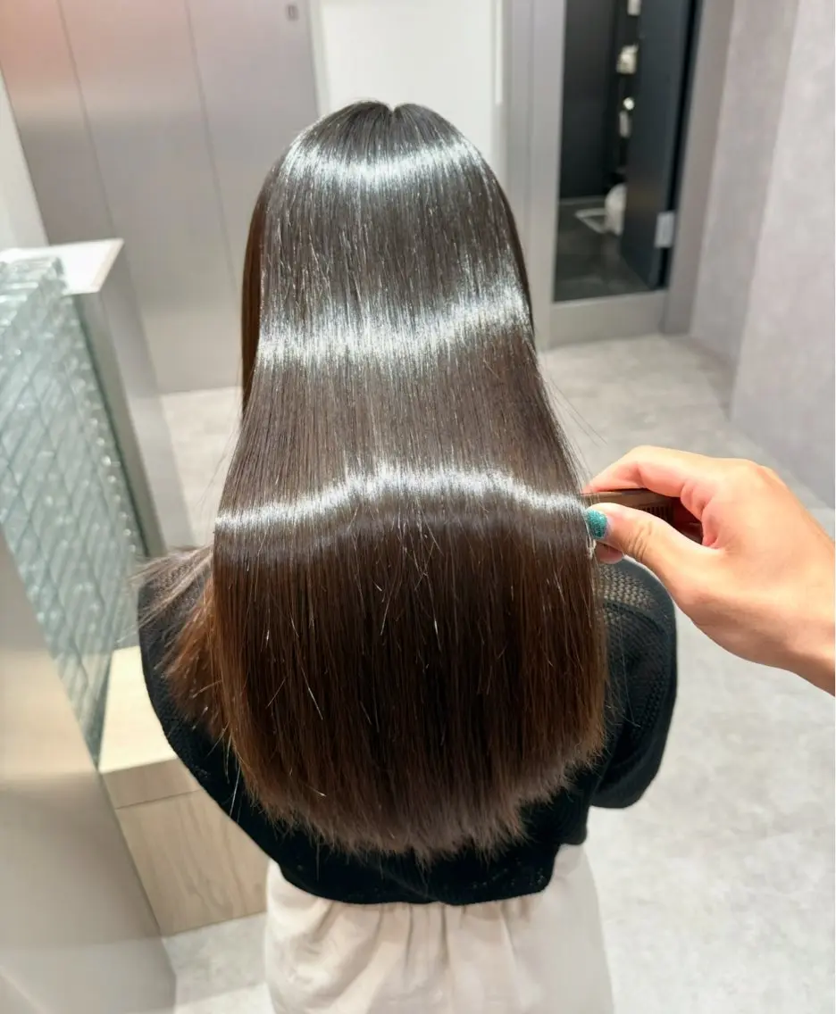ロング カラー パーマ ヘアアレンジ 髪質改善 縮毛矯正 トリートメント ストレートパーマ カット ヘアカラー 縮毛矯正 トリートメント 縮毛矯正/髪質改善/ ブリーチ毛/木元渓太のヘアスタイル