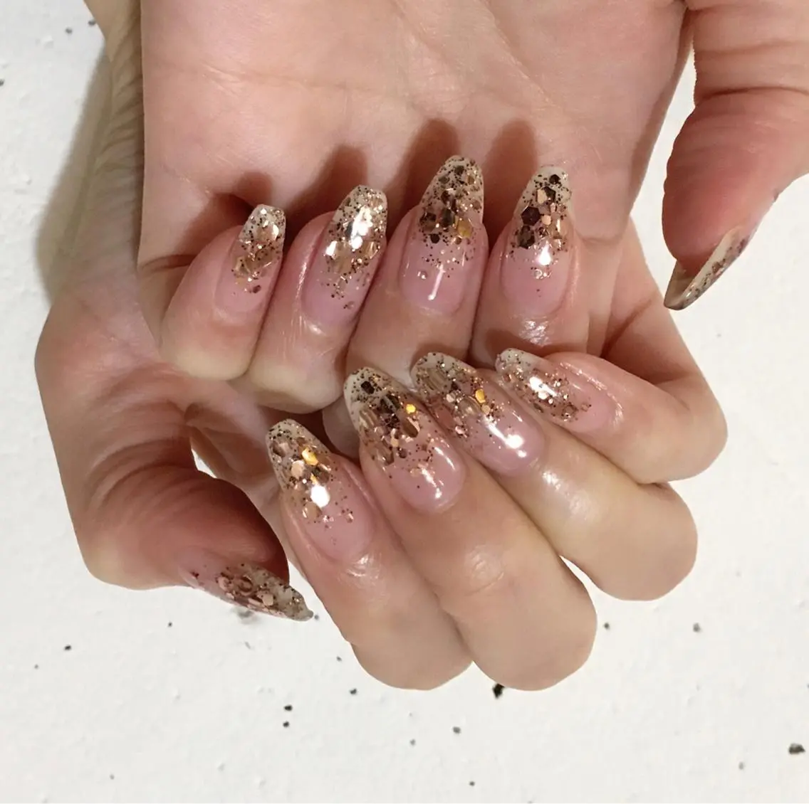 ネイル クリアネイル ジェルネイル ラメ(グリッター) ラメグラデーション ミラーネイル ハンドネイル nail salon Soeurのネイルデザイン