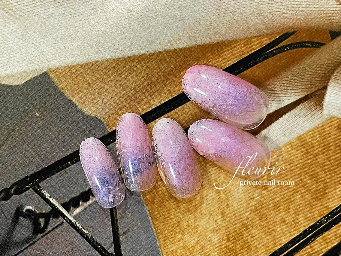 ネイル アートネイル 長さ出し ジェルネイル ハードジェル ピンク フルリール 【プライベートサロンのネイルデザイン