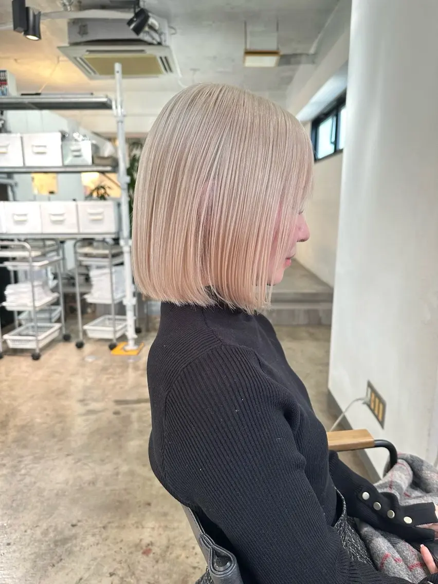 ミディアム ヘアカラー トリートメント ヘアセット ✨艶ブリーチカラー ✨四ノ宮裕己のヘアスタイル