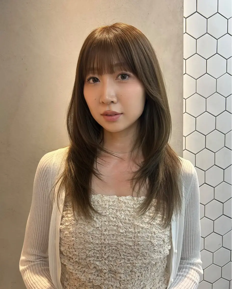 セミロング カラー レイヤーカット カット ヘアカラー 銀座店長🌟 片山雄太のヘアスタイル