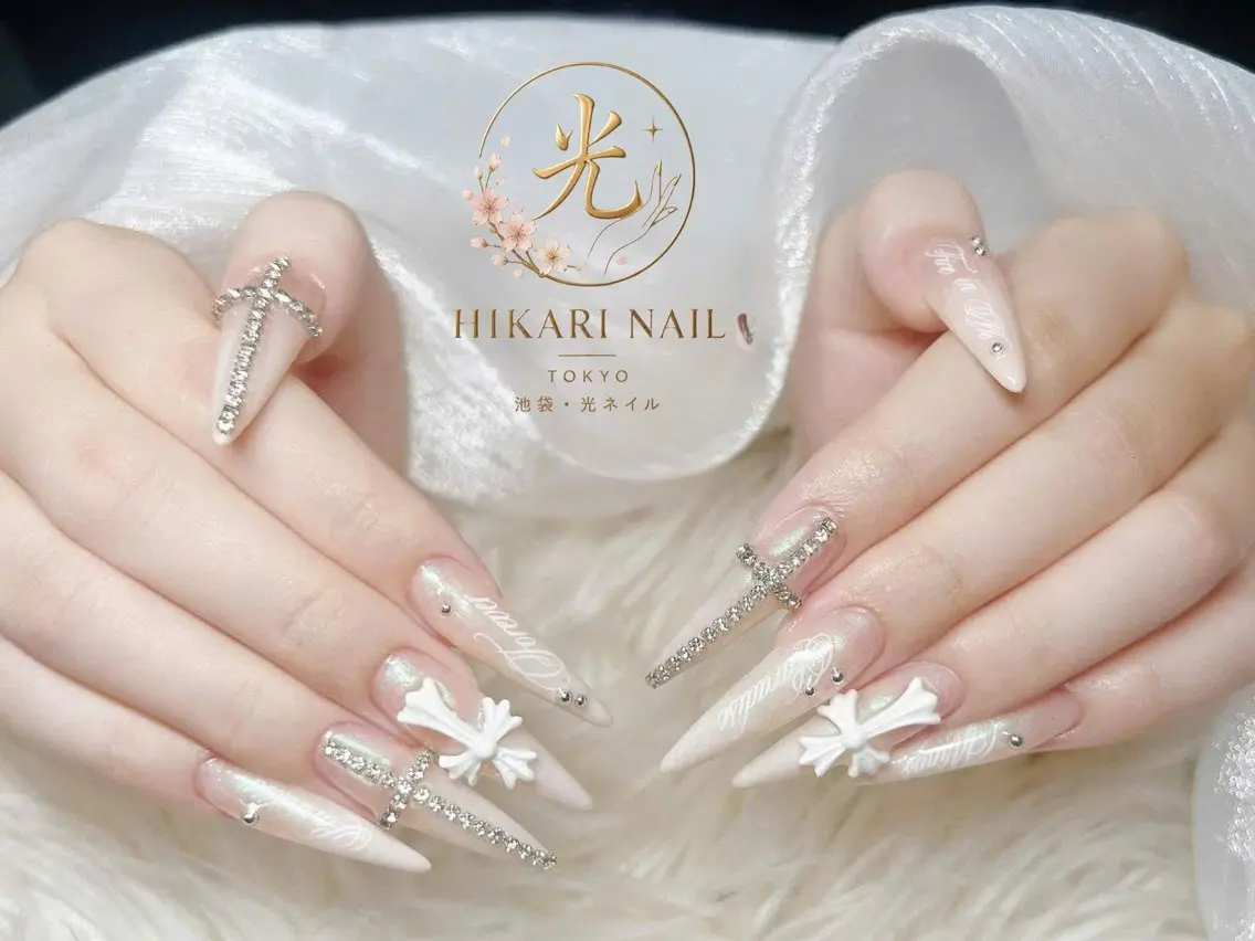 ネイル チークネイル 長さ出し フレンチネイル ガーリー ハロウィン ハンドネイル HikariNail Ikebukuroのネイルデザイン