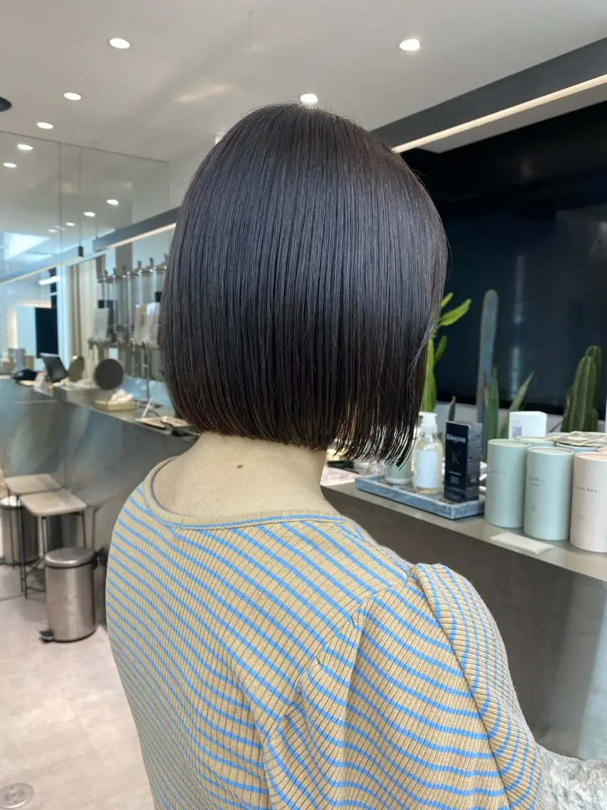 ショート カラー ボブ ショートヘア レイヤーボブ縮毛矯正 韓国RINAのヘアスタイル