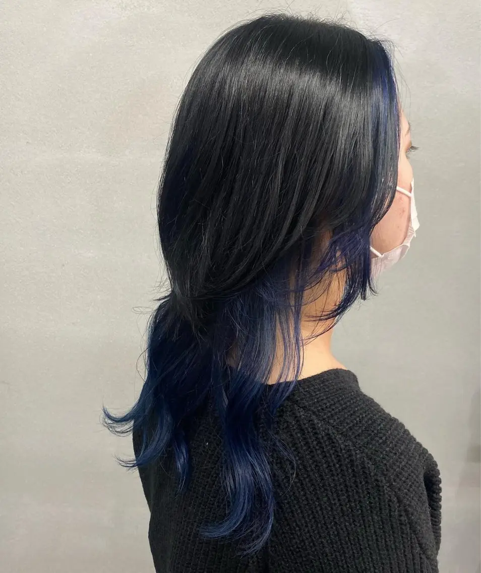 ロング カラー ブルーカラー ハイレイヤー レイヤーカット ウルフカット ウルフレイヤー カット ヘアカラー トリートメント 柏 デザインカラー/ レイヤー🐣シオリのヘアスタイル
