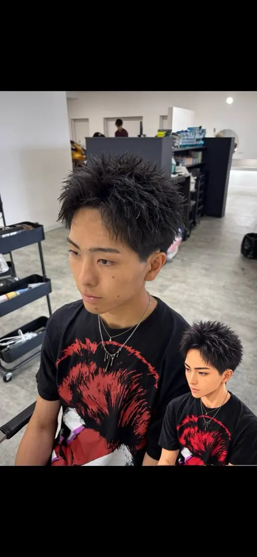 パーマ メンズ メンズパーマ スパイキーショート 西嶋 大凱のヘアスタイル
