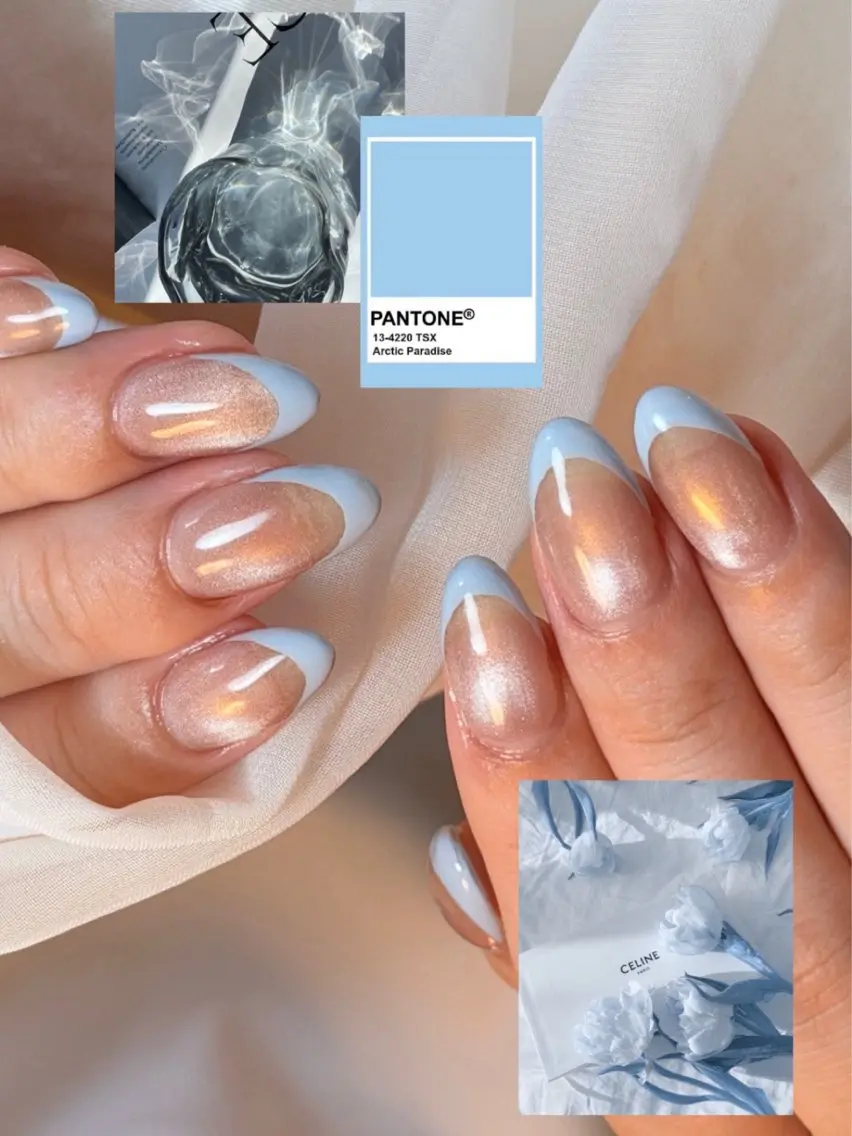 ネイル フレンチネイル 水色 ハンドネイル Lady nailのネイルデザイン
