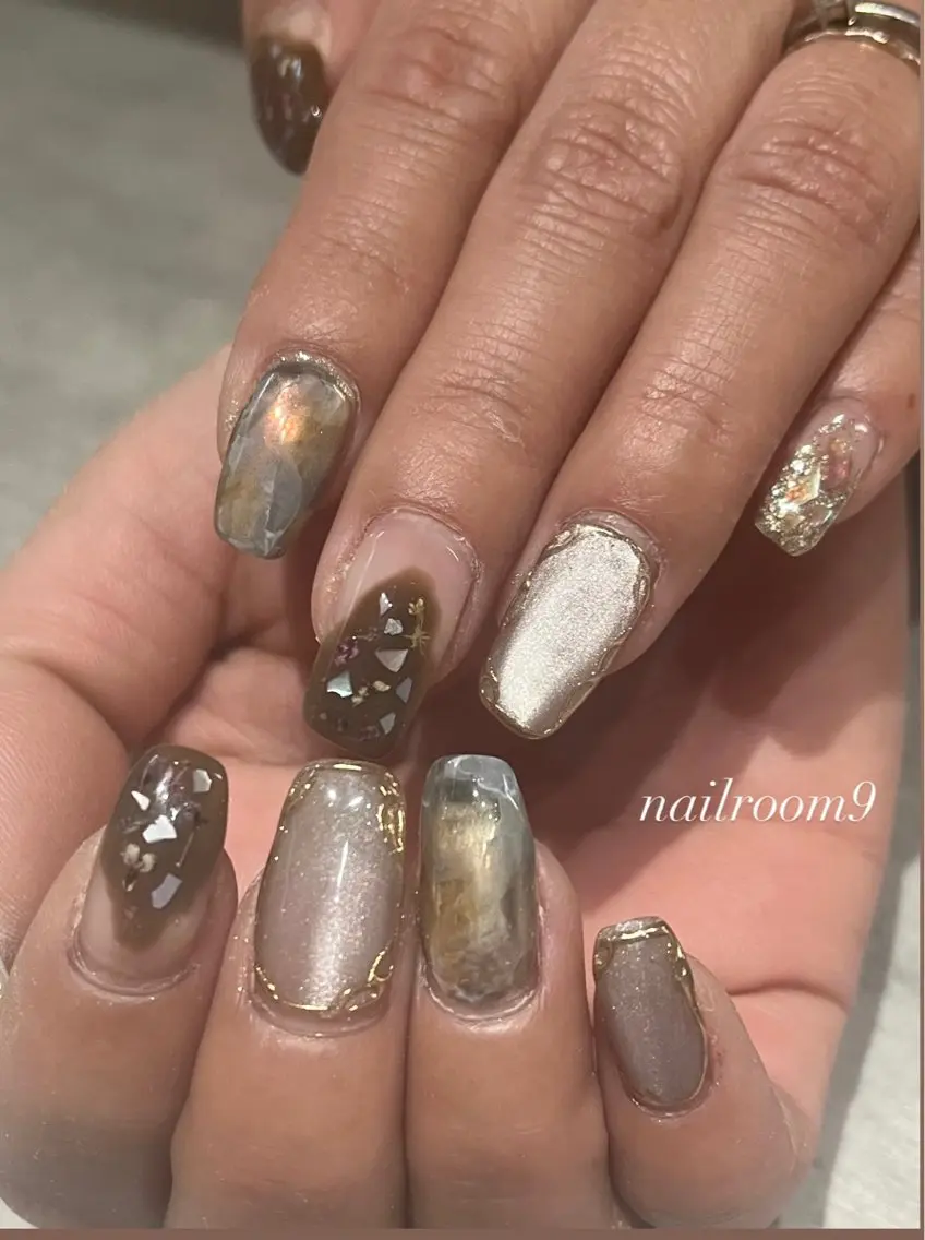 ネイル アートネイル マグネットネイル ハンドネイル nail room9 ☺︎のネイルデザイン