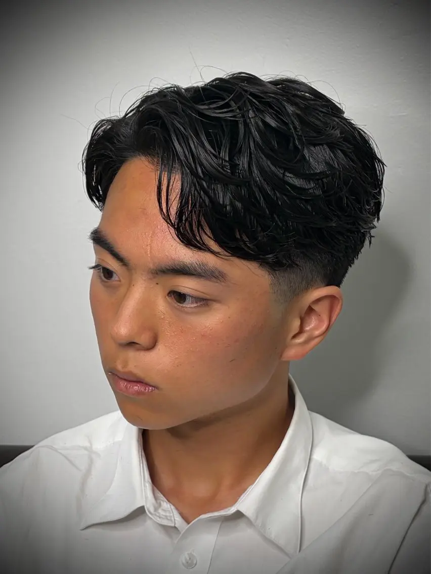 ショート パーマ メンズ カット パーマ 柄﨑 比呂/ancielのヘアスタイル