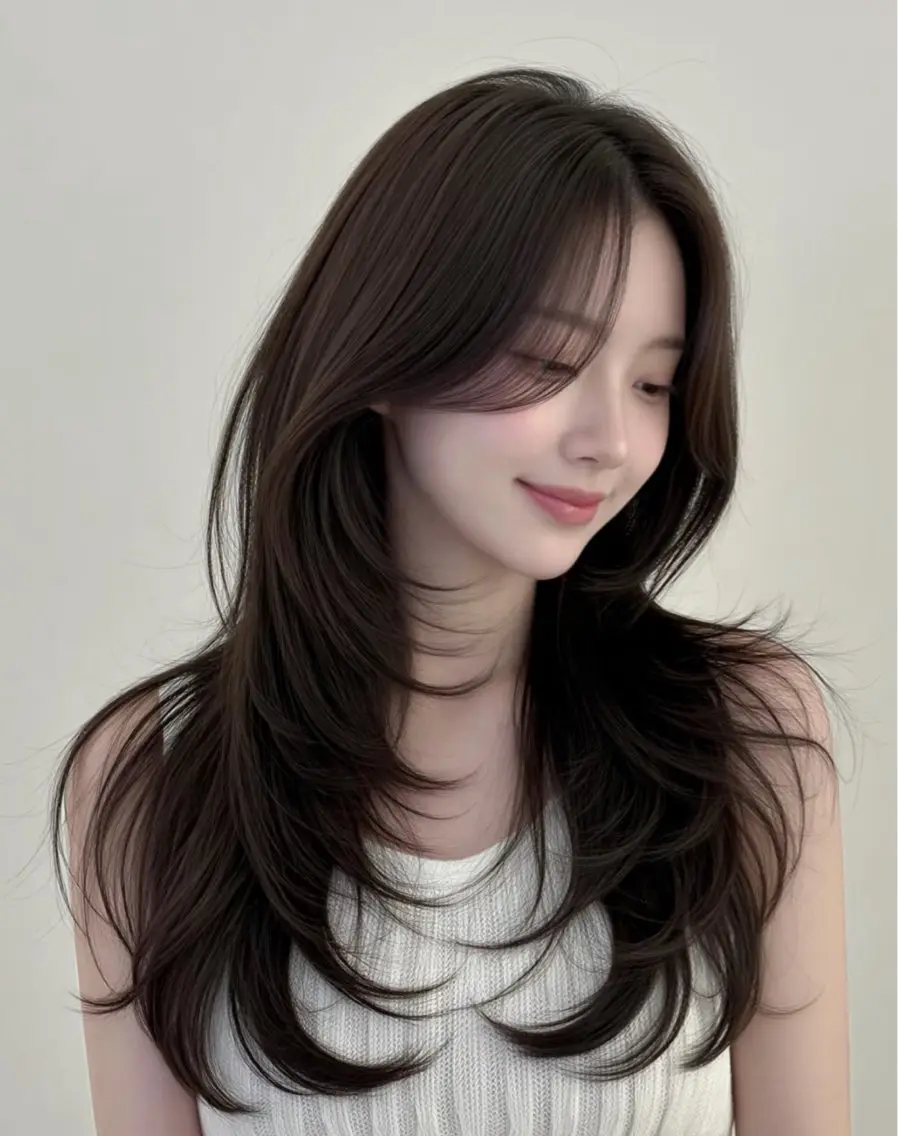 ロング カラー ブリーチ ケアカラー ブリーチなしカラー 髪質改善 韓国風ヘア カット ヘアカラー トリートメント ヘアセット 韓国風レイヤーカラー ライムのヘアスタイル