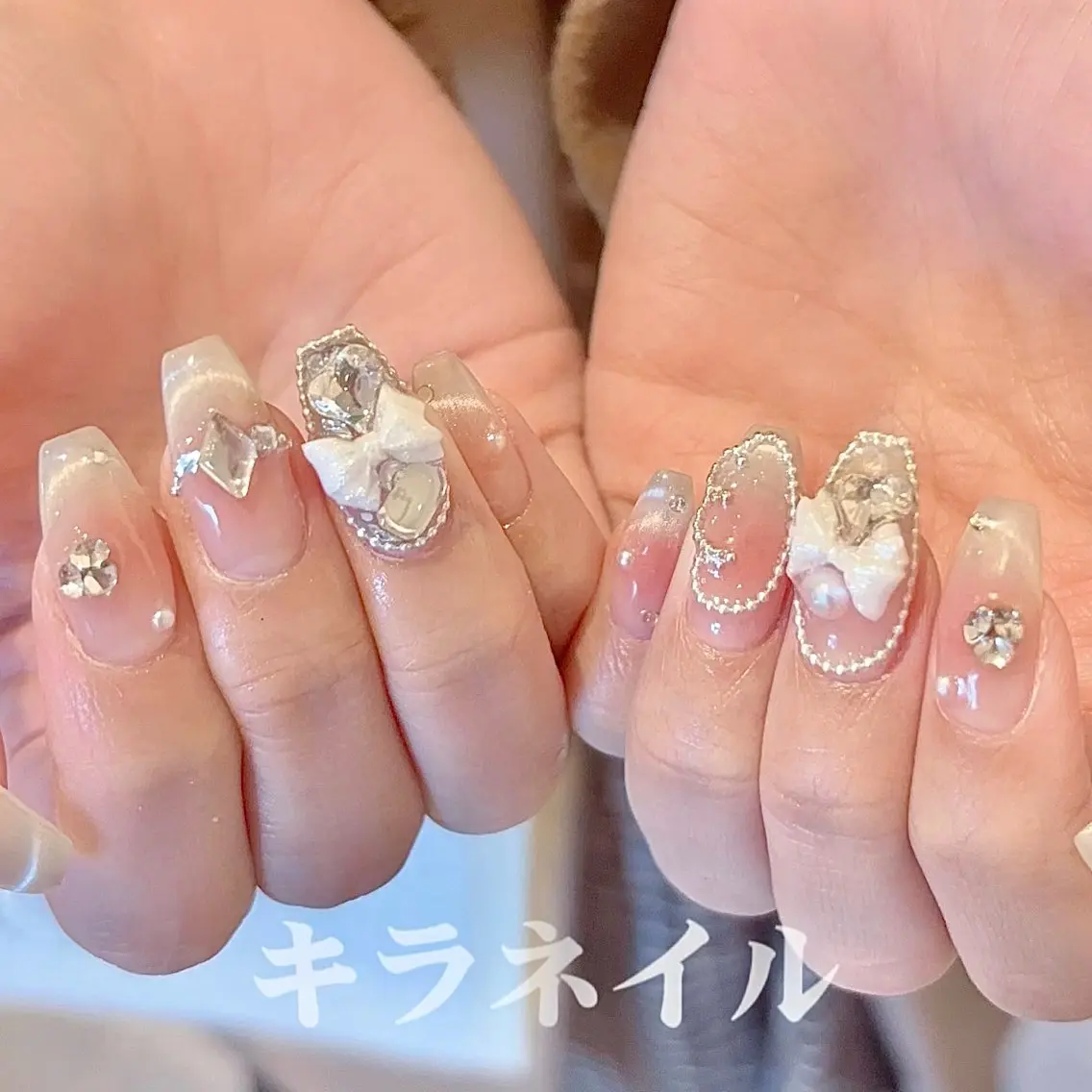 ネイル ハンドネイル 🎀kira 長さだし💗モチ最高のネイルデザイン
