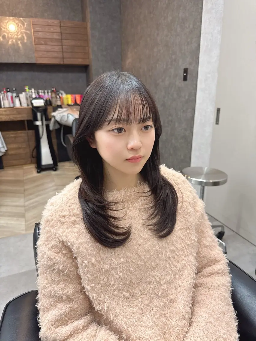ロング ハッシュカット 韓国風ヘア 杉山永 浦安×髪質改善のヘアスタイル