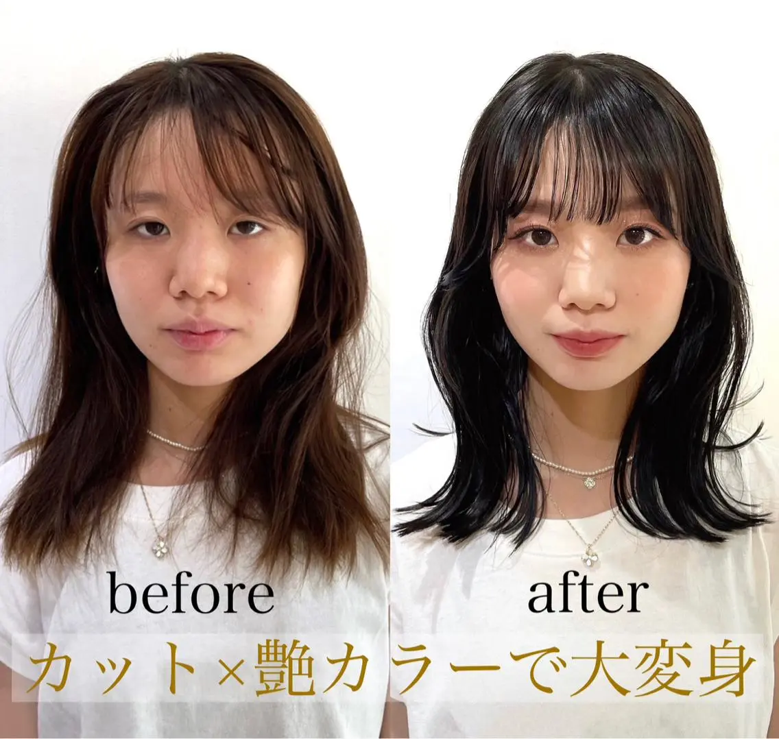 セミロング カラー パーマ ヘアアレンジ 韓国・韓国ヘア 髪質改善のヘアスタイル